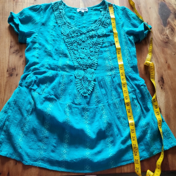 Marie-Claire short sleeve embroidered boho blouse, size L - Picture 10 of 10